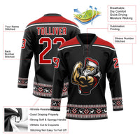 Custom Hockey Jersey, Black Red White Sportswear Jersey Shirt, Athletic Long Sleeve V Neck Jersey, Casual Gift for Men, Style 3DPattern1872