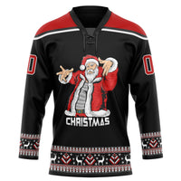 Custom Hockey Jersey, Black Red White Sportswear Jersey Shirt, Athletic Long Sleeve V Neck Jersey, Casual Gift for Men, Style 3DPattern1884
