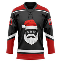 Custom Hockey Jersey, Black Red White Sportswear Jersey Shirt, Athletic Long Sleeve V Neck Jersey, Casual Gift for Men, Style 3DPattern1890