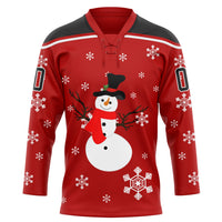 Custom Hockey Jersey, Red Black White Sportswear Jersey Shirt, Athletic Long Sleeve V Neck Jersey, Casual Gift for Men, Style 3DPattern1891