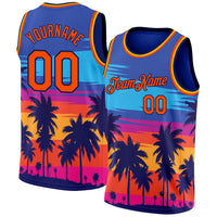 Custom Basketball Jersey, Royal Orange Navy Sportswear Jersey Shirt, Athletic Mesh Moisture Wicking Jersey, Casual Gift for Men