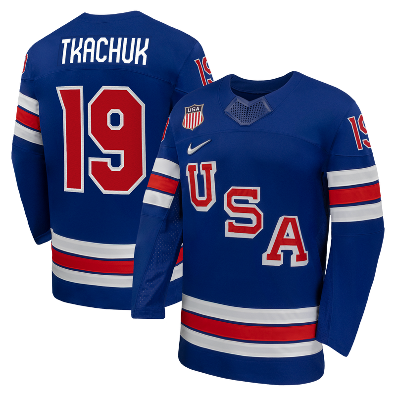 Matthew Tkachuk Royal US 2026 Home Replica Hockey Jersey, Hockey Sportswear Jersey Shirt, Long Sleeve Hockey Sweater Jersey, Casual Gift for Men