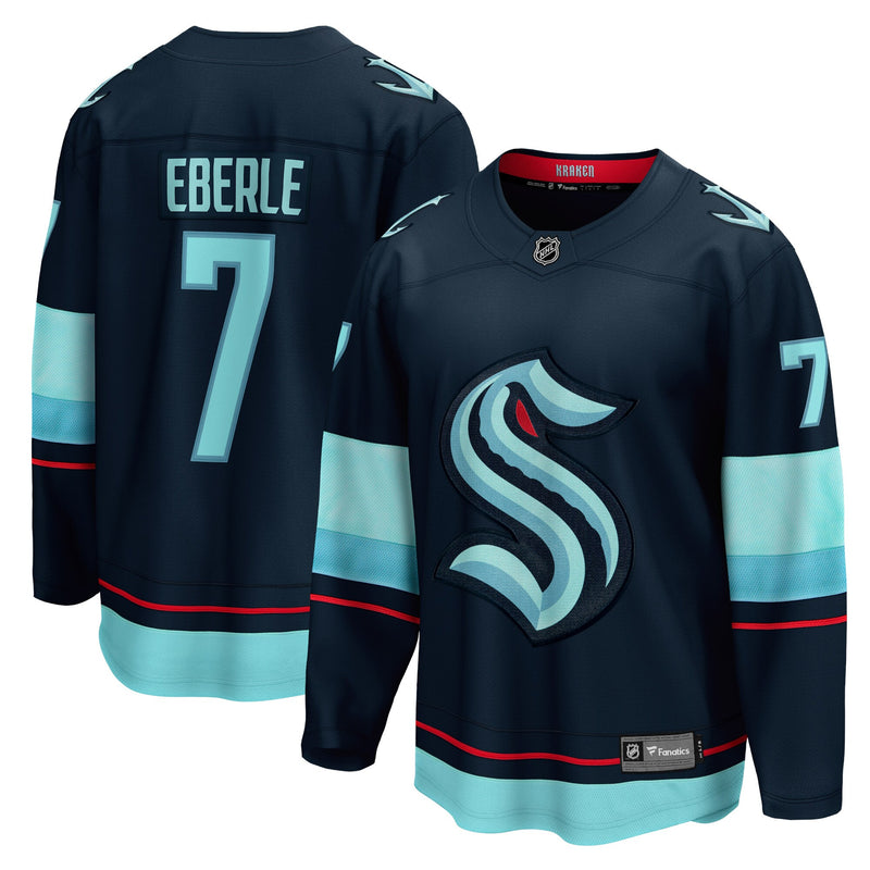 Jordan Eberle Seattle Kraken Hockey Jersey, Navy Breakaway Home Sportswear Jersey Shirt, Long Sleeve Hockey Sweater Jersey, Casual Gift for Men