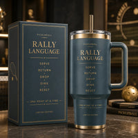 Rally Language - Typographic Court Tumbler in Slate and Brass