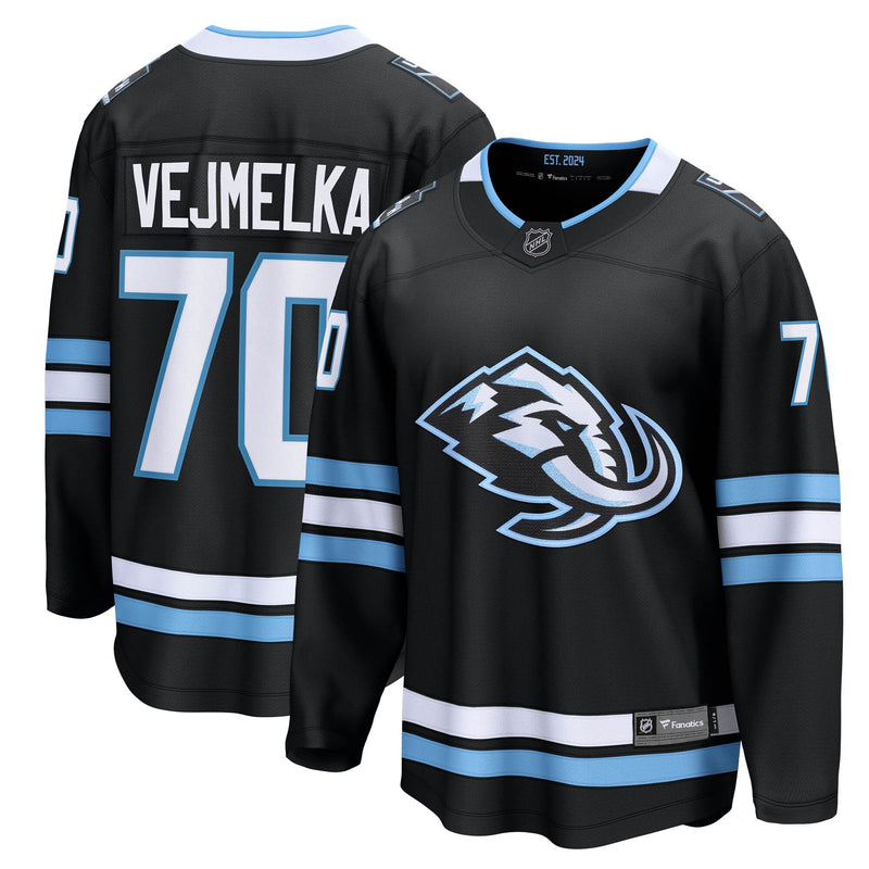 Karel Vejmelka Utah Mammoth Hockey Jersey, Black Breakaway Home Sportswear Jersey Shirt, Long Sleeve Hockey Sweater Jersey, Casual Gift for Men