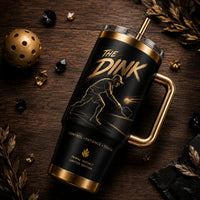 The Dink - Gold-on-Black Pickleball Tumbler Built for Impact