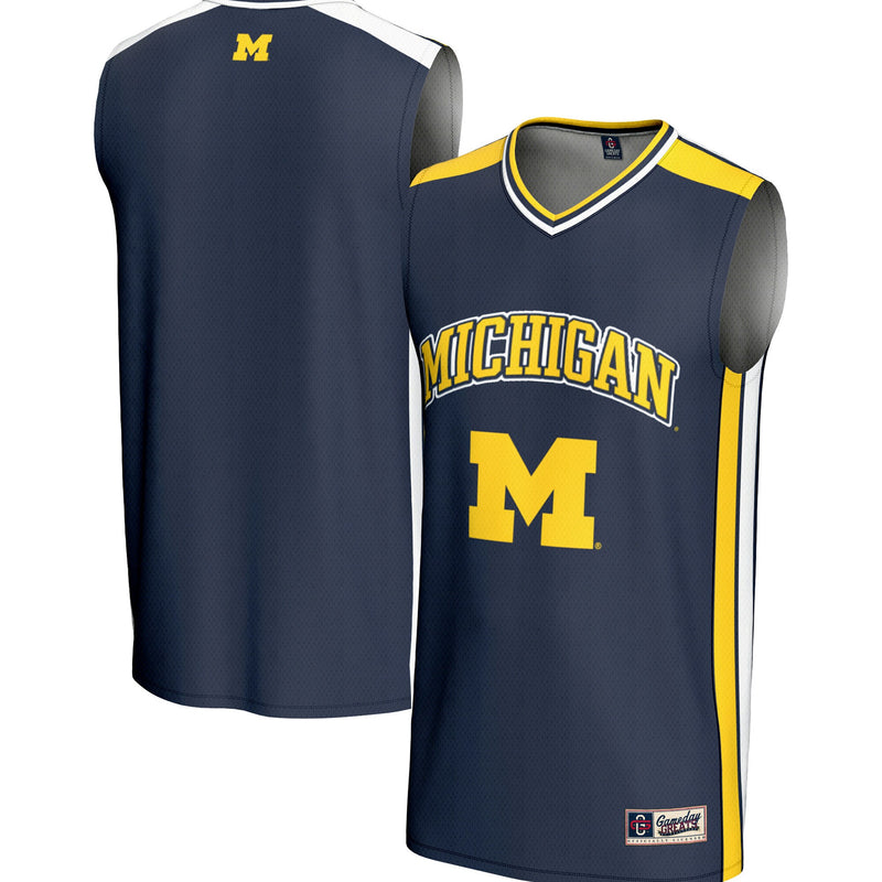 Michigan Wolverines Basketball Jersey, Navy Sportswear Jersey Shirt, Sleeveless Athletic Tank Jersey, Casual Gift for Men