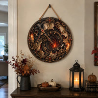 Hour of Embers - Gothic Clockface Round Wood Sign