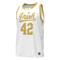 Notre Dame Fighting Irish Basketball Jersey, White Replica Sportswear Jersey Shirt, Sleeveless Athletic Tank Jersey, Casual Gift for Men