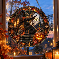 Potions, Spells, Enchantments - Amber Circle with Witch Cat