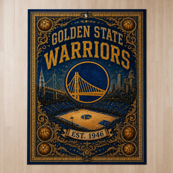 GSW Heritage Floor - Bridge Emblem in Gold and Navy - main