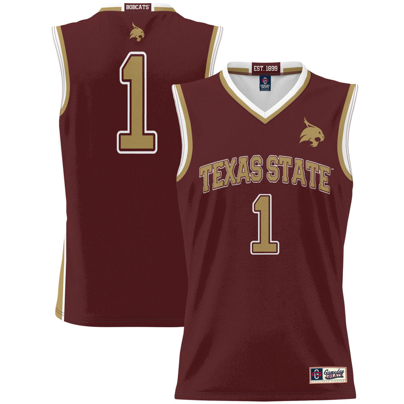Texas State Bobcats Basketball Jersey, Maroon Sportswear Jersey Shirt, Sleeveless Athletic Tank Jersey, Casual Gift for Men, Style 201001052