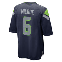 Jalen Milroe Seattle Seahawks Football Jersey, Navy Game Sportswear Jersey Shirt, Lightweight Breathable Athletic Jersey, Casual Gift for Men