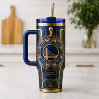 GSW Gold Deco Emblem - Bold Blue Tumbler Presence
