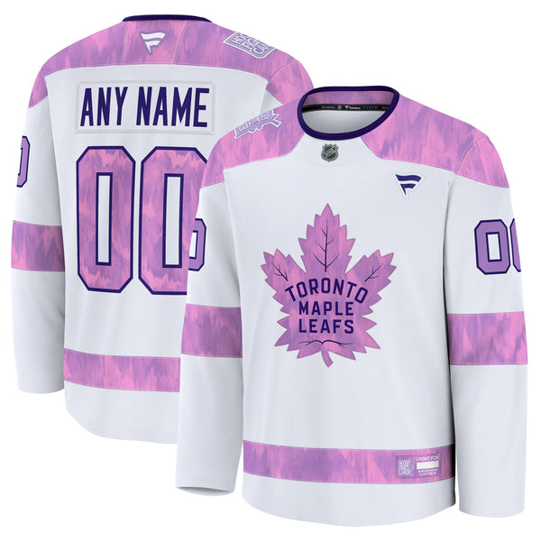 Toronto Maple Leafs White 2024 Hockey Fights Cancer Custom Practice Jersey