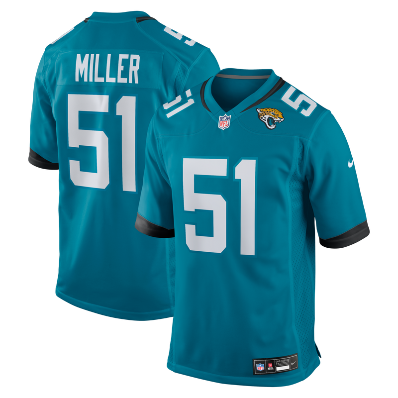Ventrell Miller Jacksonville Jaguars Football Jersey, Teal Sportswear Jersey Shirt, Lightweight Breathable Athletic Jersey, Casual Gift for Men