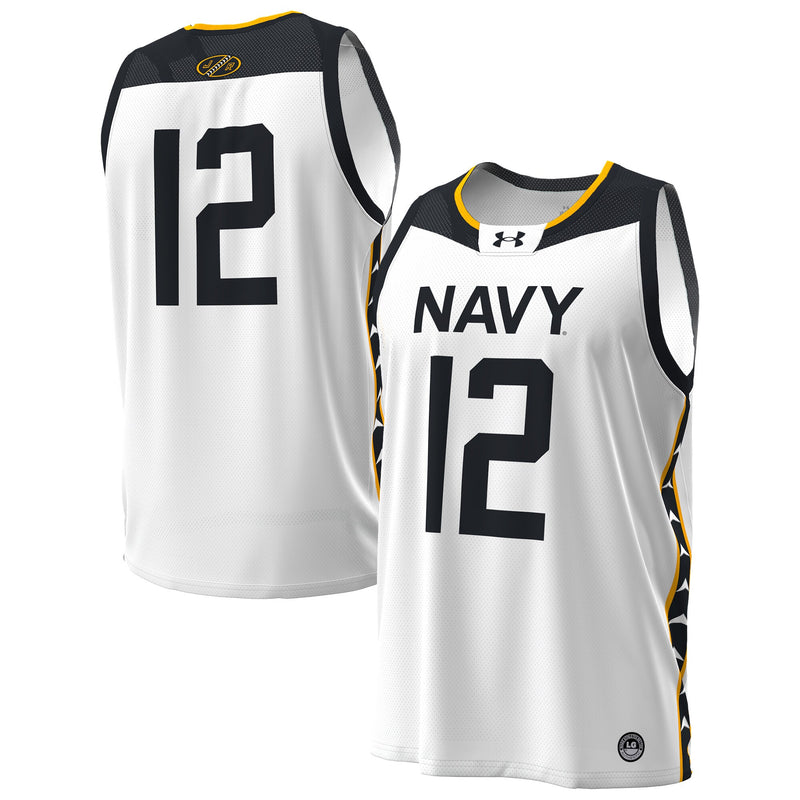Navy Midshipmen Basketball Jersey, White Replica Alternate Sportswear Jersey Shirt, Sleeveless Athletic Tank Jersey, Casual Gift for Men