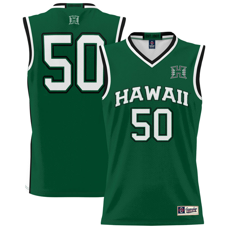 Hawaii Rainbow Warriors Lightweight Basketball Jersey, Green Sportswear Jersey Shirt, Sleeveless Athletic Tank Jersey, Casual Gift for Men