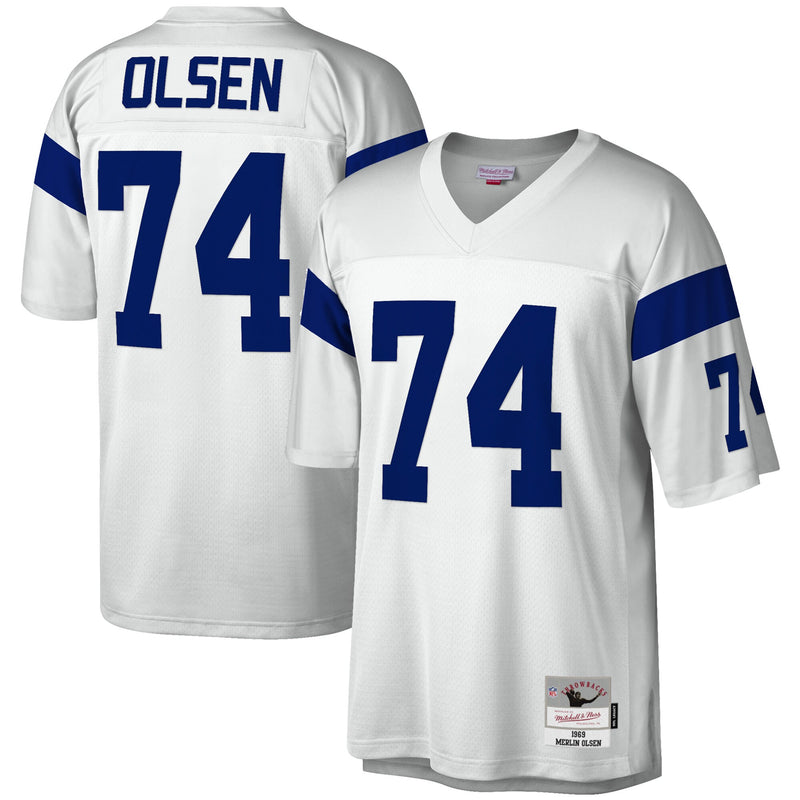 Merlin Olsen Los Angeles Rams Football Jersey, White Sportswear Jersey Shirt, Lightweight Breathable Athletic Jersey, Casual Gift for Men