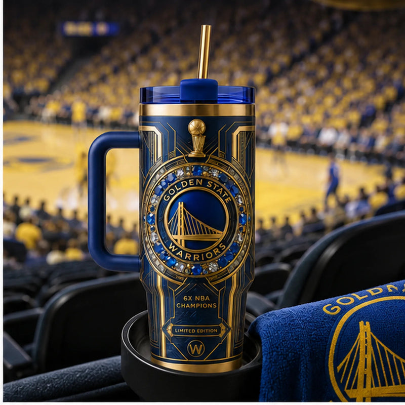 GSW Gold Deco Emblem - Bold Blue Tumbler Presence