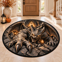 Stone Awakened - Gargoyle Lunge Round Rug