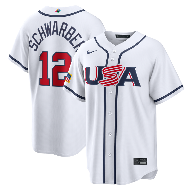 USA Kyle Schwarber White 2026 World Classic Home Baseball Jersey, Sportswear Jersey Shirt, Lightweight Athletic Jersey, Casual Gift for Men