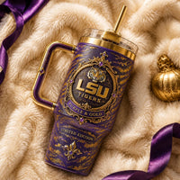 LSU Purple & Gold - Ornate Crest Drinkware Composition