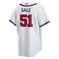 Chris Sale Atlanta Braves Baseball Jersey, White Replica Sportswear Jersey Shirt, Lightweight Breathable Athletic Jersey, Casual Gift for Men