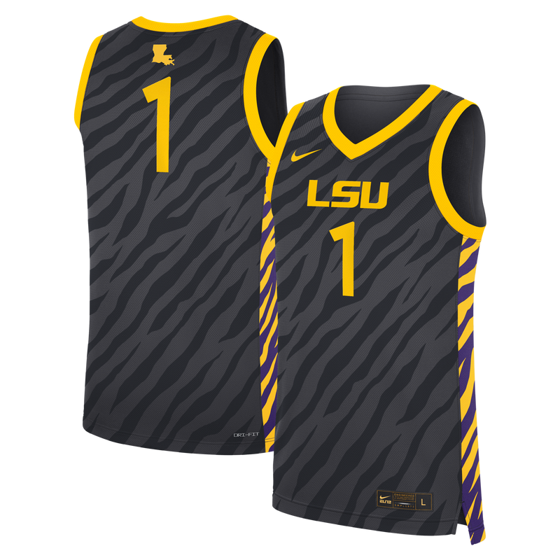 LSU Tigers Basketball Jersey, Anthracite Replica Sportswear Jersey Shirt, Sleeveless Athletic Tank Jersey, Casual Gift for Men, Style 202754085