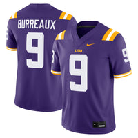 LSU Tigers 'Burreaux' Nameplate Football Jersey, Purple Sportswear Jersey Shirt, Lightweight Breathable Athletic Jersey, Casual Gift for Men