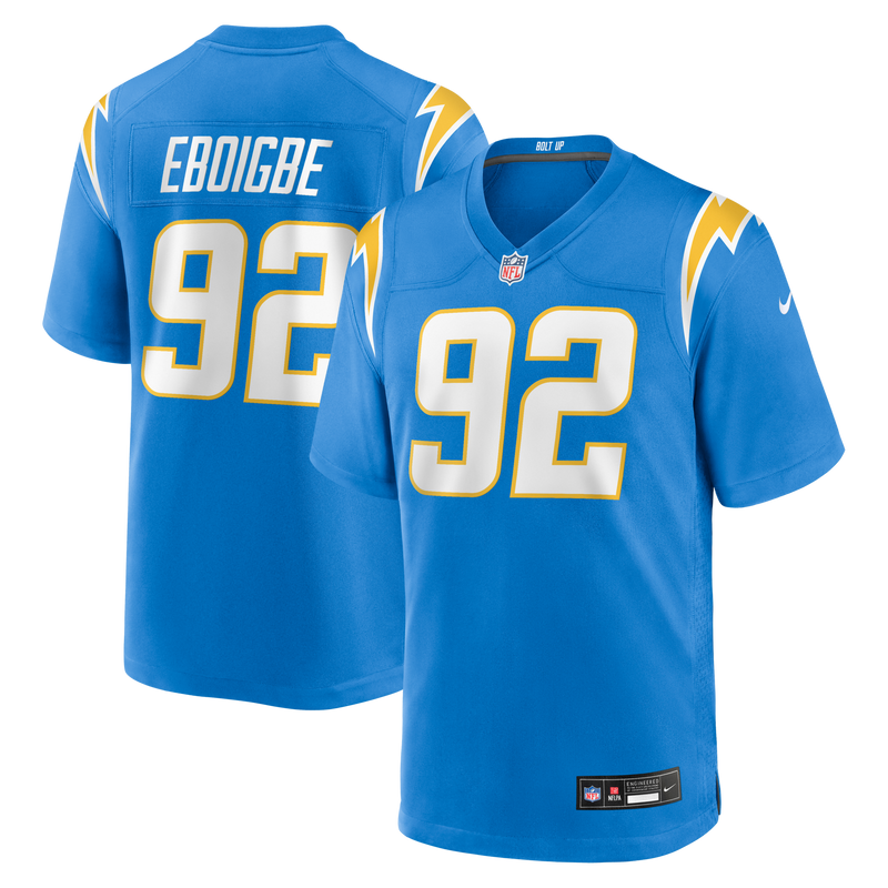 Justin Eboigbe Los Angeles Chargers Football Jersey, Powder Sportswear Jersey Shirt, Lightweight Breathable Athletic Jersey, Casual Gift for Men
