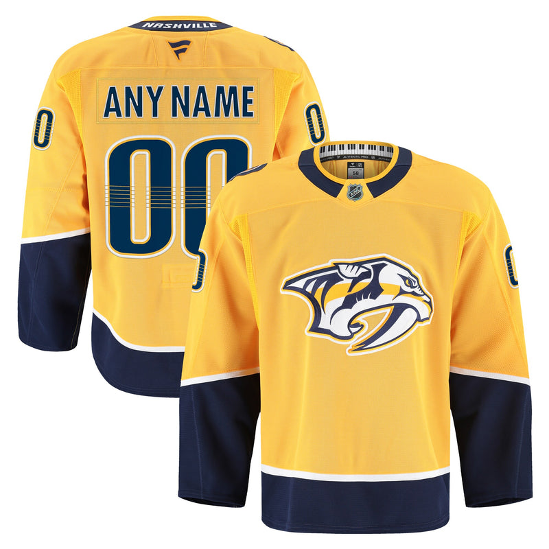 Nashville Predators Hockey Jersey, Gold Authentic Home Sportswear Jersey Shirt, Long Sleeve Hockey Sweater Jersey, Casual Gift for Men