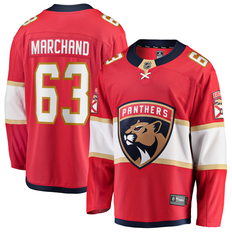 Brad Marchand Florida Panthers Hockey Jersey, Red Breakaway Home Sportswear Jersey Shirt, Long Sleeve Hockey Sweater Jersey, Casual Gift for Men