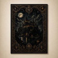 Moonlit Keep - Gilded Castle Composition in Obsidian