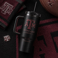 TAMU - Maroon Relief Emblem, Blackout Tumbler Study