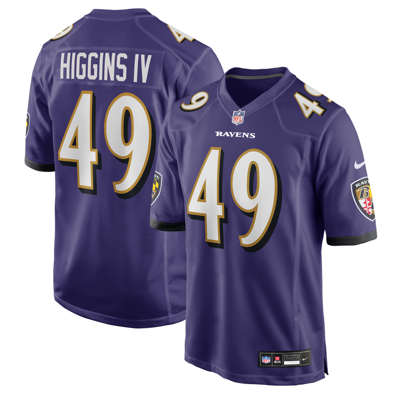 Jay Higgins IV Baltimore Ravens Football Jersey, Purple Sportswear Jersey Shirt, Lightweight Breathable Athletic Jersey, Casual Gift for Men
