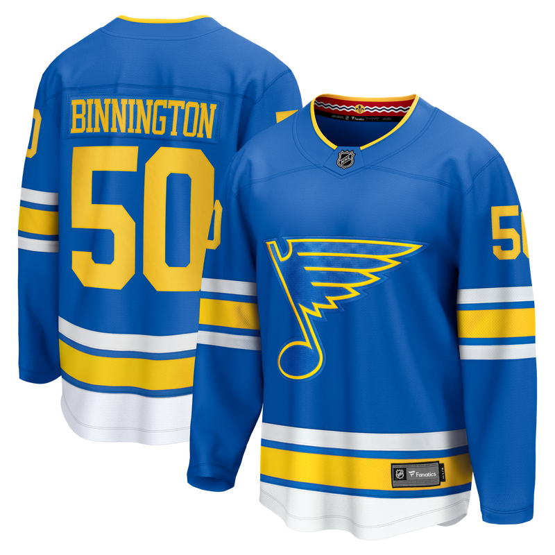 Jordan Binnington St. Louis Blues Hockey Jersey, Blue Breakaway Sportswear Jersey Shirt, Long Sleeve Hockey Sweater Jersey, Casual Gift for Men
