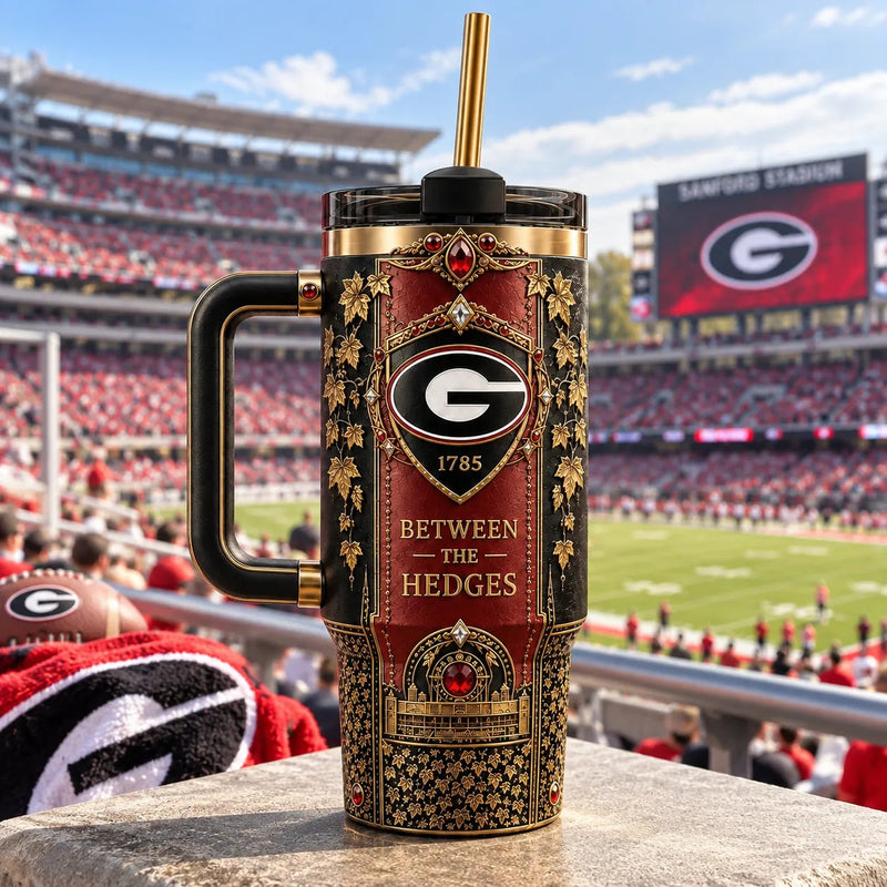 UGA - Between the Hedges, Crimson Panel and Gilded Detail