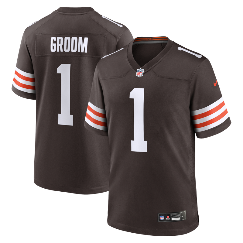 Number Groom Cleveland Browns Football Jersey, Brown Game Sportswear Jersey Shirt, Lightweight Breathable Athletic Jersey, Casual Gift for Men