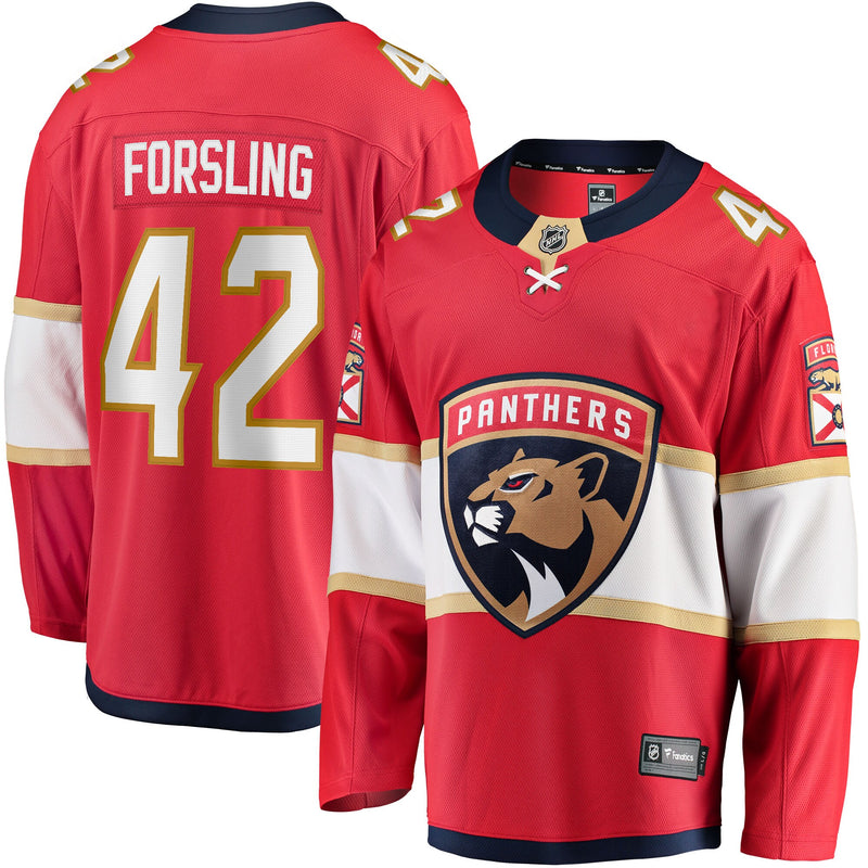 Gustav Forsling Florida Panthers Hockey Jersey, Red Breakaway Sportswear Jersey Shirt, Long Sleeve Hockey Sweater Jersey, Casual Gift for Men