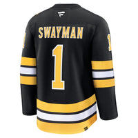 Jeremy Swayman Boston Bruins Hockey Jersey, Black Premium Home Sportswear Jersey Shirt, Long Sleeve Hockey Sweater Jersey, Casual Gift for Men