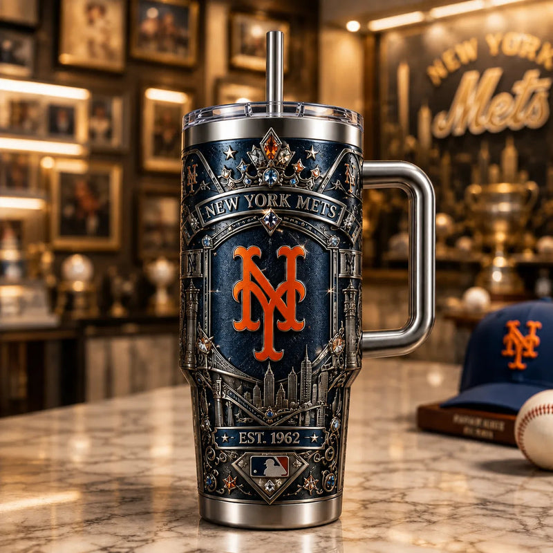 NYM Heritage Panel - Ornamental Navy and Orange Tumbler