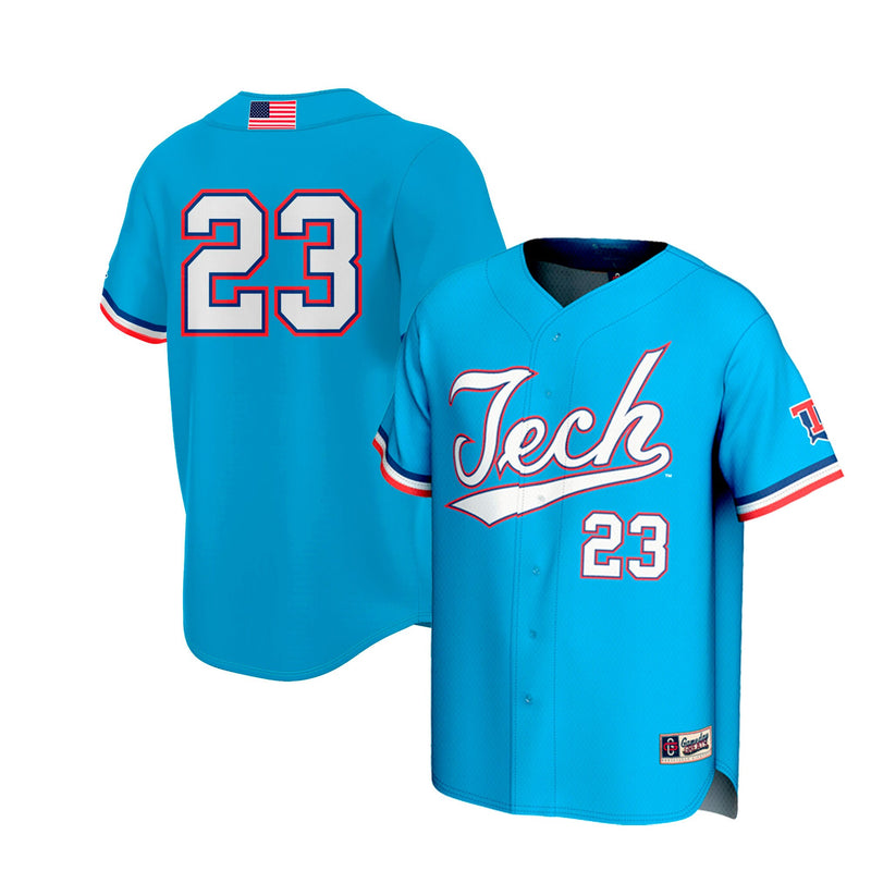 Louisiana Tech Bulldogs Lightweight Baseball Jersey, Royal Sportswear Jersey Shirt, Lightweight Breathable Athletic Jersey, Casual Gift for Men