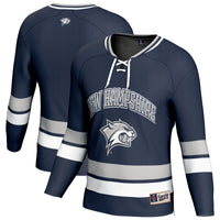 New Hampshire Wildcats Hockey Jersey, Navy Sportswear Jersey Shirt, Long Sleeve Hockey Sweater Jersey, Casual Gift for Men