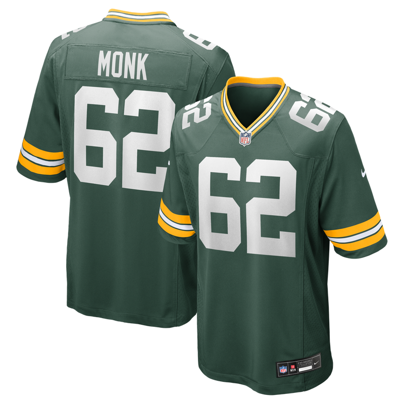 Jacob Monk Green Bay Packers Football Jersey, Game Sportswear Jersey Shirt, Lightweight Breathable Athletic Jersey, Casual Gift for Men