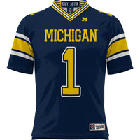 Michigan Wolverines Football Jersey, Navy Sportswear Jersey Shirt, Lightweight Breathable Athletic Jersey, Casual Gift for Men, Style 200425273