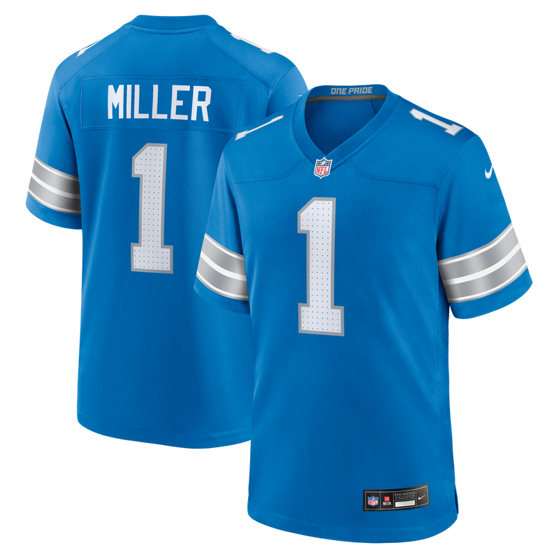 Blake Miller Detroit Lions Football Jersey, Blue Game Sportswear Jersey Shirt, Lightweight Breathable Athletic Jersey, Casual Gift for Men
