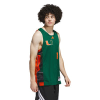 Miami Hurricanes Basketball Jersey, Green/Orange Sportswear Jersey Shirt, Sleeveless Athletic Tank Jersey, Casual Gift for Men