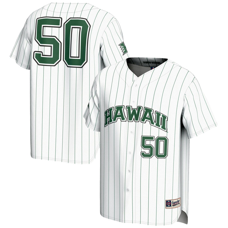 Hawaii Rainbow Warriors Lightweight Baseball Jersey, White Sportswear Jersey Shirt, Lightweight Breathable Athletic Jersey, Casual Gift for Men