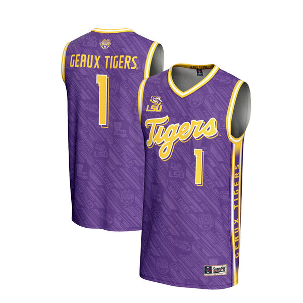#1 LSU Tigers Lightweight Highlight Print Basketball Jersey - Purple